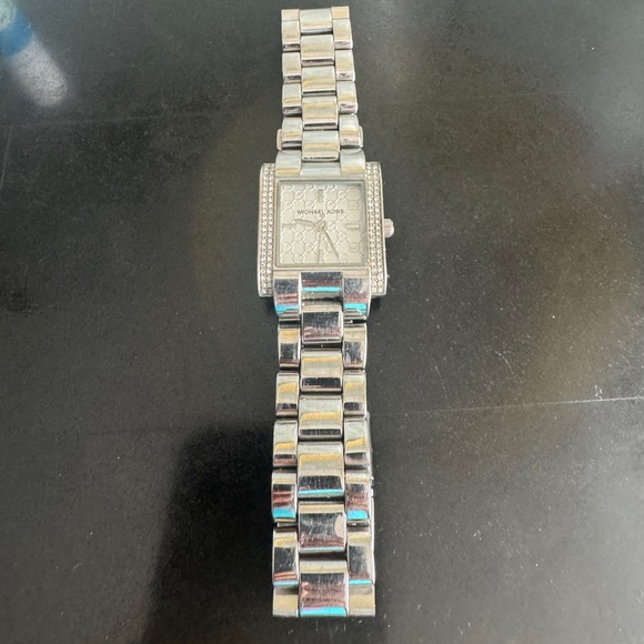 Michael Kors Accessories - Michael Kors Silver-tone Crystal Accent Square Dial Bracelet Watch